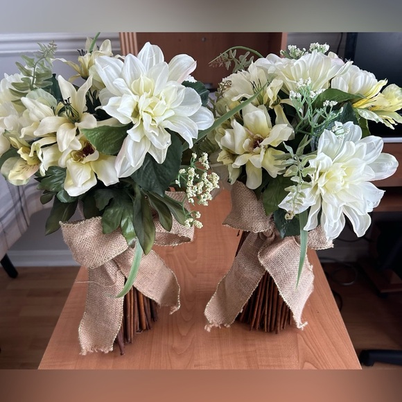 Artificial flower arrangements lot of 2 decoration country farmhouse - Picture 1 of 4